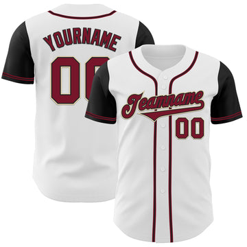 Custom White Crimson-Black Authentic Two Tone Baseball Jersey