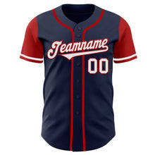 Load image into Gallery viewer, Custom Navy White-Red Authentic Two Tone Baseball Jersey
