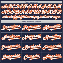 Load image into Gallery viewer, Custom Navy White-Orange Authentic Two Tone Baseball Jersey
