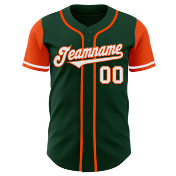 Custom Green White-Orange Authentic Two Tone Baseball Jersey