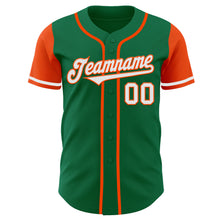 Load image into Gallery viewer, Custom Kelly Green White-Orange Authentic Two Tone Baseball Jersey
