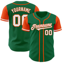 Load image into Gallery viewer, Custom Kelly Green White-Orange Authentic Two Tone Baseball Jersey
