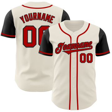 Custom Cream Red-Black Authentic Two Tone Baseball Jersey