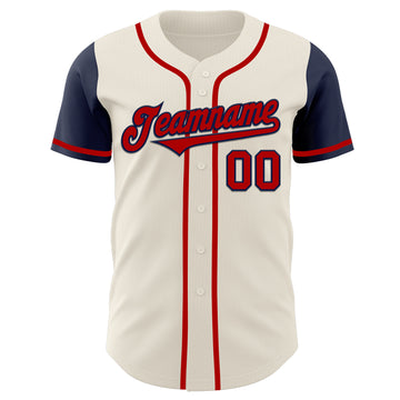 Custom Cream Red-Navy Authentic Two Tone Baseball Jersey