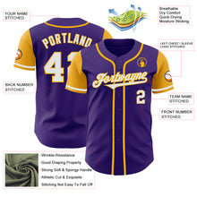 Laden Sie das Bild in den Galerie-Viewer, Custom Purple White-Gold Authentic Two Tone Baseball Jersey
