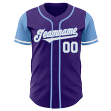 Загрузить изображение в средство просмотра галереи, Custom Purple White-Light Blue Authentic Two Tone Baseball Jersey
