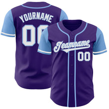 Загрузить изображение в средство просмотра галереи, Custom Purple White-Light Blue Authentic Two Tone Baseball Jersey
