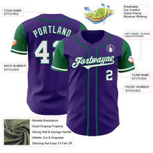 Загрузить изображение в средство просмотра галереи, Custom Purple White-Kelly Green Authentic Two Tone Baseball Jersey
