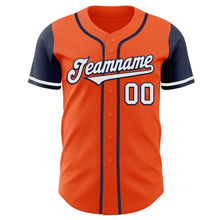 Laden Sie das Bild in den Galerie-Viewer, Custom Orange White-Navy Authentic Two Tone Baseball Jersey
