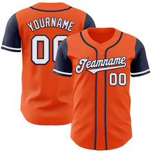 Laden Sie das Bild in den Galerie-Viewer, Custom Orange White-Navy Authentic Two Tone Baseball Jersey
