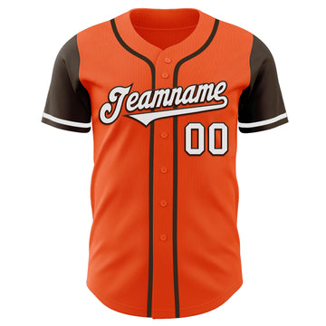 Custom Orange White-Brown Authentic Two Tone Baseball Jersey