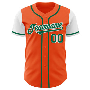 Custom Orange Kelly Green-White Authentic Two Tone Baseball Jersey