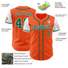 Laden Sie das Bild in den Galerie-Viewer, Custom Orange Kelly Green-White Authentic Two Tone Baseball Jersey
