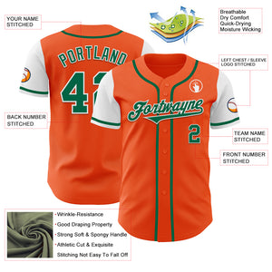 Custom Orange Kelly Green-White Authentic Two Tone Baseball Jersey