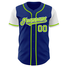 Загрузить изображение в средство просмотра галереи, Custom Royal Neon Green-White Authentic Two Tone Baseball Jersey
