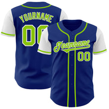 Загрузить изображение в средство просмотра галереи, Custom Royal Neon Green-White Authentic Two Tone Baseball Jersey
