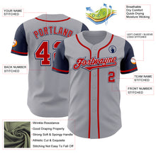 Load image into Gallery viewer, Custom Gray Red-Navy Authentic Two Tone Baseball Jersey
