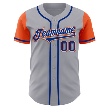 Custom Gray Royal-Orange Authentic Two Tone Baseball Jersey