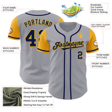 Load image into Gallery viewer, Custom Gray Navy-Gold Authentic Two Tone Baseball Jersey
