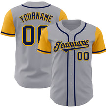 Load image into Gallery viewer, Custom Gray Navy-Gold Authentic Two Tone Baseball Jersey
