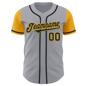 Custom Gray Black-Gold Authentic Two Tone Baseball Jersey