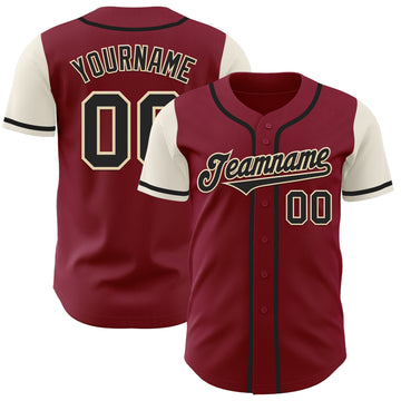 Custom Crimson Black-Cream Authentic Two Tone Baseball Jersey