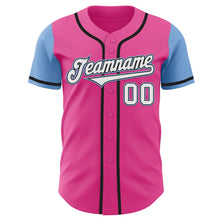 Load image into Gallery viewer, Custom Pink White-Light Blue Authentic Two Tone Baseball Jersey
