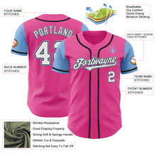 Load image into Gallery viewer, Custom Pink White-Light Blue Authentic Two Tone Baseball Jersey
