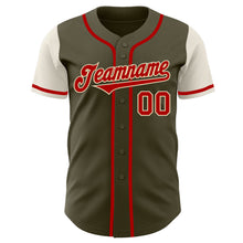 Загрузить изображение в средство просмотра галереи, Custom Olive Red-Cream Authentic Two Tone Salute To Service Baseball Jersey
