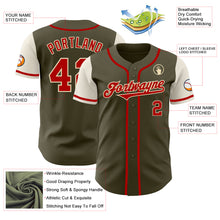 Charger l&#39;image dans la galerie, Custom Olive Red-Cream Authentic Two Tone Salute To Service Baseball Jersey
