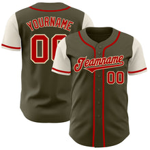 Загрузить изображение в средство просмотра галереи, Custom Olive Red-Cream Authentic Two Tone Salute To Service Baseball Jersey
