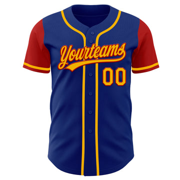 Custom Royal Gold-Red Authentic Two Tone Baseball Jersey