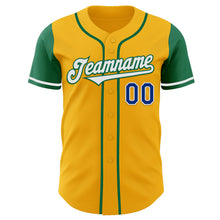 Загрузить изображение в средство просмотра галереи, Custom Gold Royal-Kelly Green Authentic Two Tone Baseball Jersey
