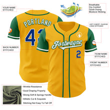 Загрузить изображение в средство просмотра галереи, Custom Gold Royal-Kelly Green Authentic Two Tone Baseball Jersey
