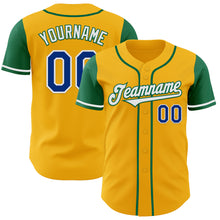 Загрузить изображение в средство просмотра галереи, Custom Gold Royal-Kelly Green Authentic Two Tone Baseball Jersey
