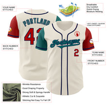 Charger l&#39;image dans la galerie, Custom Cream Red Teal-Navy Authentic Two Tone Baseball Jersey
