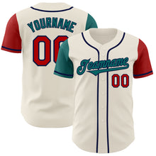 Charger l&#39;image dans la galerie, Custom Cream Red Teal-Navy Authentic Two Tone Baseball Jersey
