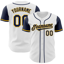 Laden Sie das Bild in den Galerie-Viewer, Custom White Navy-Gold Authentic Two Tone Baseball Jersey
