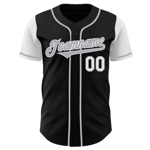 Custom Black Gray-White Authentic Two Tone Baseball Jersey