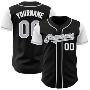 Custom Black Gray-White Authentic Two Tone Baseball Jersey