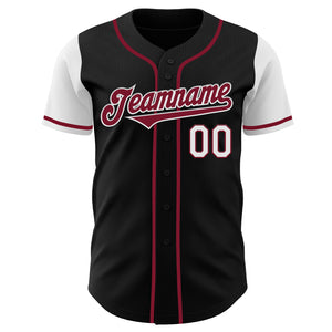 Custom Black Crimson-White Authentic Two Tone Baseball Jersey