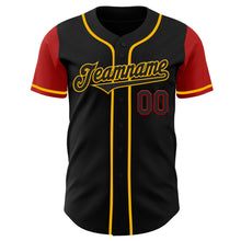 Load image into Gallery viewer, Custom Black Gold-Red Authentic Two Tone Baseball Jersey
