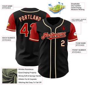 Custom Black Red-Cream Authentic Two Tone Baseball Jersey