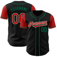 Load image into Gallery viewer, Custom Black Red-Kelly Green Authentic Two Tone Baseball Jersey
