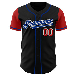 Custom Black Royal-Red Authentic Two Tone Baseball Jersey