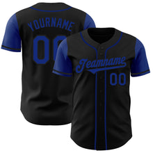 Laden Sie das Bild in den Galerie-Viewer, Custom Black Royal Authentic Two Tone Baseball Jersey
