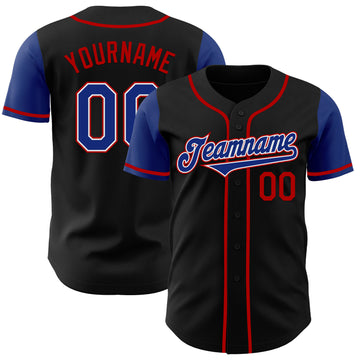 Custom Black Royal-Red Authentic Two Tone Baseball Jersey