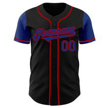 Load image into Gallery viewer, Custom Black Royal-Red Authentic Two Tone Baseball Jersey
