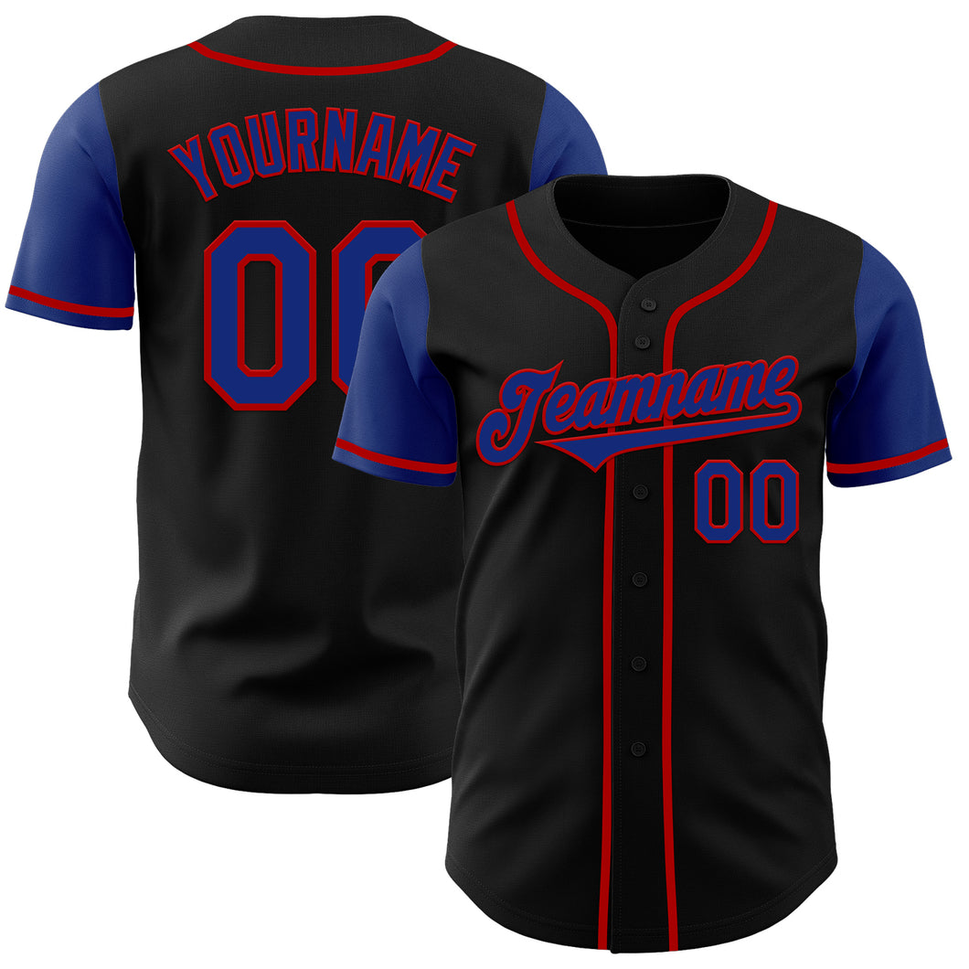 Custom Black Royal-Red Authentic Two Tone Baseball Jersey