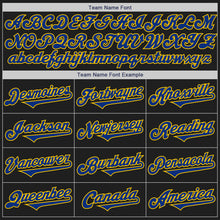 Load image into Gallery viewer, Custom Black Royal-Yellow Authentic Two Tone Baseball Jersey
